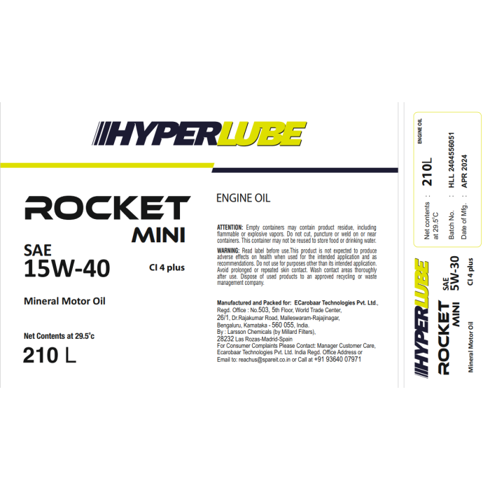 Rocket 15w40 CI 4+ -210L back