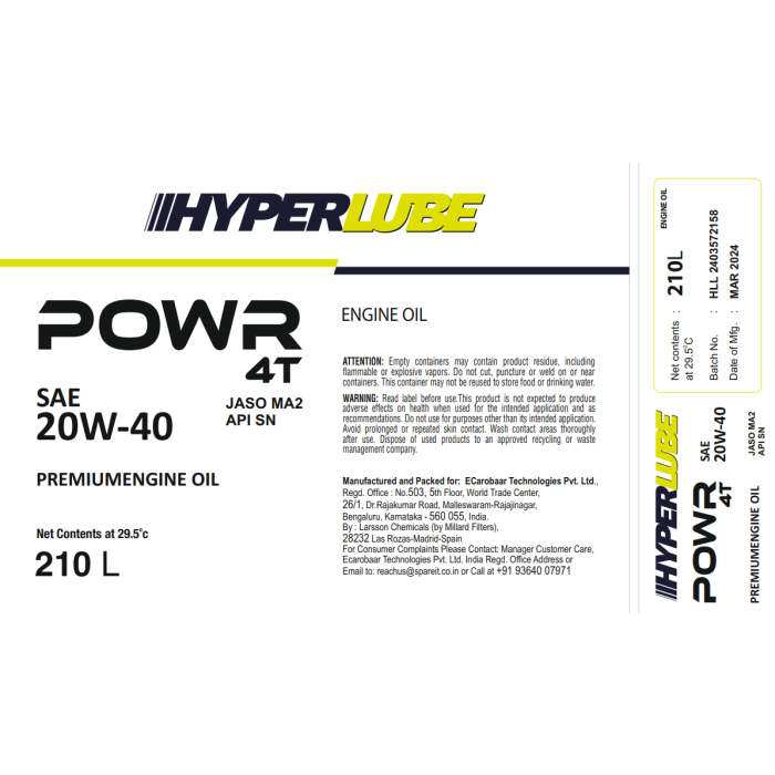 Powr 4T 20w40 SN 500 back